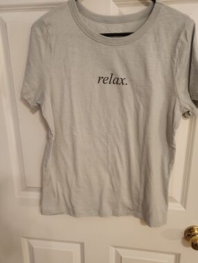 Zoe + Liv Light Sage 'relax.' Graphic Tee